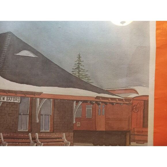 Vintage Framed Print "KENNEDY '81" Called "NEW OXFORD TRAIN STATION" - Picture 8 of 12